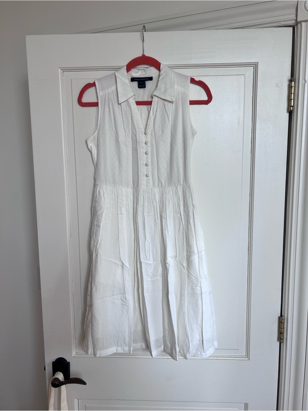 French Connection White Sleeveless Button Dress
